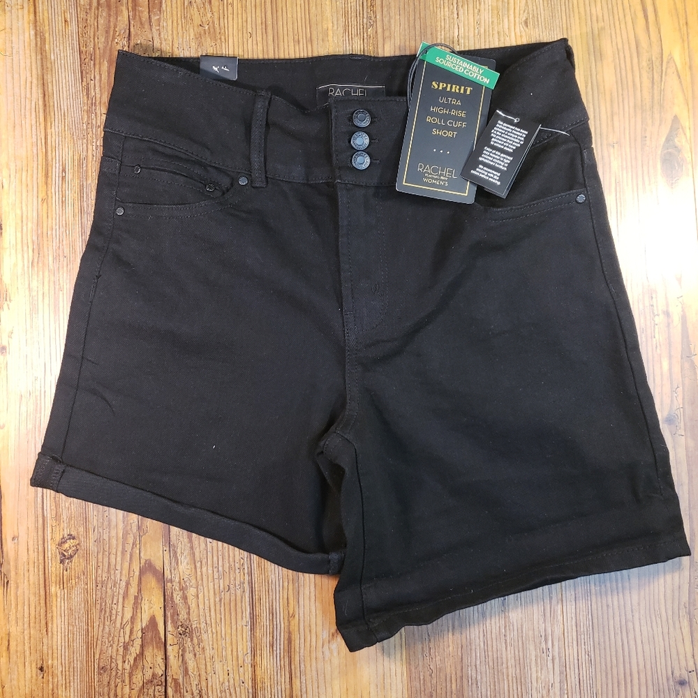 rachel roy shorts 6/28 black spirit ulta high rise roll cuff cute